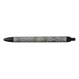 Elegant Gold Blue Mandala Floral Kugelschreiber