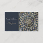 Elegant Gold Blue Mandala Floral Visitenkarte (Vorderseite)