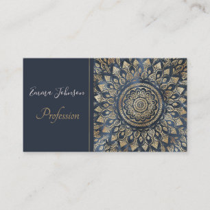 Elegant Gold Blue Mandala Floral Visitenkarte