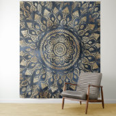 Elegant Gold Blue Mandala Floral Wandteppich (Beispiel)