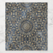 Elegant Gold Blue Mandala Floral Weinetikett (Einzelnes Label)