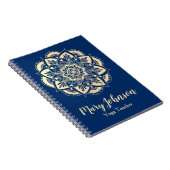 Elegant Gold Blue Mandala Yoga Teacher Notizblock (Rechte Seite)