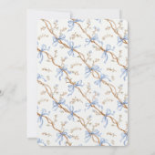 Elegant Gold Blue Ribbons Wedding Einladung (Rückseite)