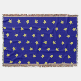 Elegant Gold & Blue Star Pattern Decke