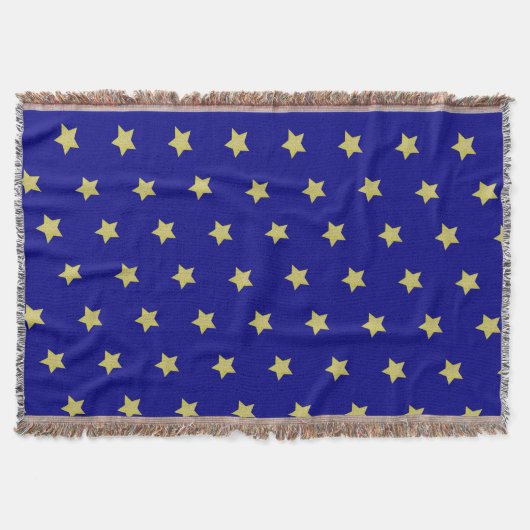 Elegant Gold & Blue Star Pattern Decke (Vorderseite)