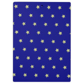 Elegant Gold & Blue Star Pattern Monogram Klemmbrett (Rückseite)