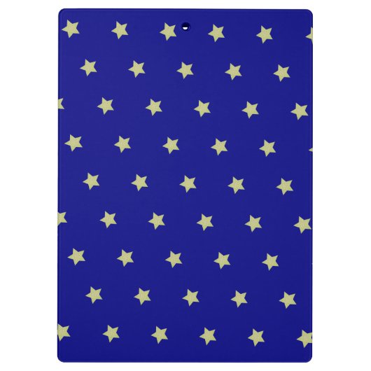 Elegant Gold & Blue Star Pattern Monogram Klemmbrett (Rückseite)