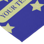 Elegant Gold & Blue Star Pattern Monogram Kurzer Tischläufer (Ecke)