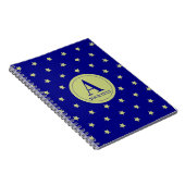 Elegant Gold & Blue Star Pattern Monogram Notizblock (Rechte Seite)