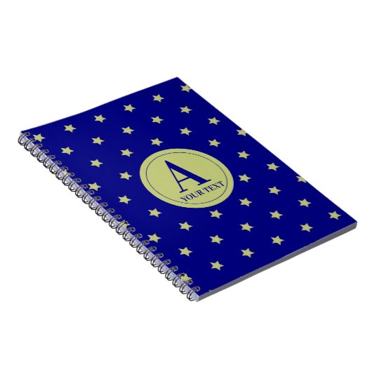 Elegant Gold & Blue Star Pattern Monogram Notizblock (Rechte Seite)