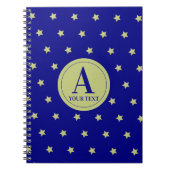 Elegant Gold & Blue Star Pattern Monogram Notizblock (Vorderseite)