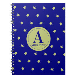 Elegant Gold & Blue Star Pattern Monogram Notizblock