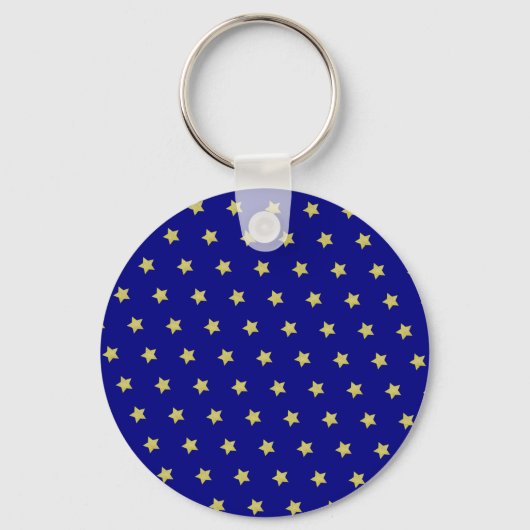 Elegant Gold & Blue Star Pattern Monogram Schlüsselanhänger (Rückseite)