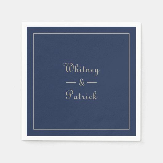 Elegant Gold Blue Wedding Script Minimalistisch Co Serviette (Vorderseite)