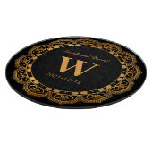 Elegant Gold Blüh Monogram Wedding Jubiläum Schneidebrett (Ecke)