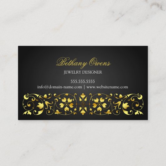 Elegant Gold Blüh Swirl Visitenkarte (Rückseite)