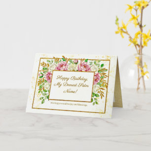 Elegant Gold Blumen Glitter Personalisiert Geburts Karte