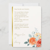 Elegant Gold Blush Blumenzitzer Hochzeit Dankeskarte (Rückseite)