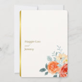 Elegant Gold Blush Blumenzitzer Hochzeit Einladung (Rückseite)