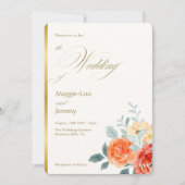 Elegant Gold Blush Blumenzitzer Hochzeit Einladung (Vorderseite)