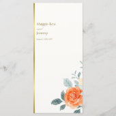 Elegant Gold Blush Blumenzitzer Hochzeit Menükarte (Rückseite)