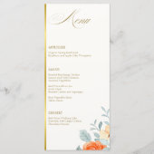 Elegant Gold Blush Blumenzitzer Hochzeit Menükarte (Vorderseite)