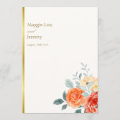 Elegant Gold Blush Blumenzitzer Hochzeit Menükarte (Rückseite)