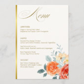 Elegant Gold Blush Blumenzitzer Hochzeit Menükarte (Vorderseite)