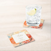 Elegant Gold Blush Blumenzitzer Hochzeit Rechteckiger Pappuntersetzer (Vor Ort)