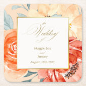 Elegant Gold Blush Blumenzitzer Hochzeit Rechteckiger Pappuntersetzer (Vorderseite)