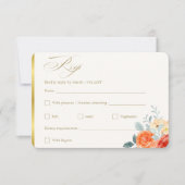 Elegant Gold Blush Blumenzitzer Hochzeit RSVP Karte (Vorderseite)