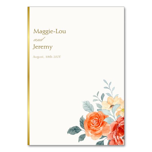 Elegant Gold Blush Blumenzitzer Hochzeit Tischnummer (Rückseite)