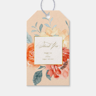 Elegant Gold Blush Floral Wedding Vielen Dank Geschenkanhänger