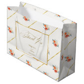 Elegant Gold Blush Floral Wedding Vielen Dank Große Geschenktüte (Vorderseite Schrägansicht)