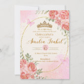 Elegant Gold & Blush Quinceañera Invitation Einladung (Vorderseite)