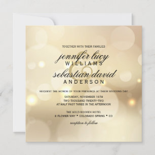 Elegant Gold Bokeh Light Chic Wedding Einladung