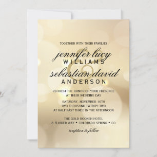 Elegant Gold Bokeh Light Chic Wedding Einladung