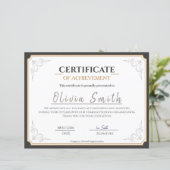 Elegant Gold Border Certificate of Achievement (Stehend Vorderseite)