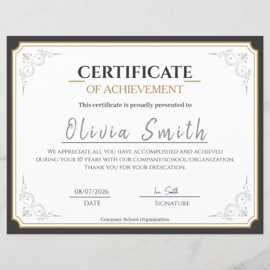 Elegant Gold Border Certificate of Achievement (Vorderseite)