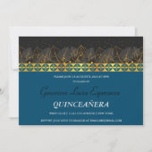 Elegant Gold Border Quinceñera Einladung (Vorderseite)