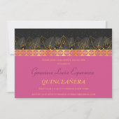 Elegant Gold Border Quinceñera Einladung (Vorderseite)
