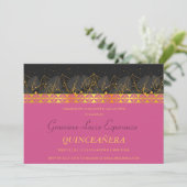 Elegant Gold Border Quinceñera Einladung (Stehend Vorderseite)