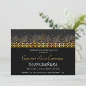 Elegant Gold Border Quinceñera Einladung (Stehend Vorderseite)