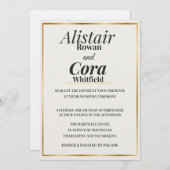Elegant Gold Border Wedding Invitation | Modern Mi Einladung (Vorne/Hinten)