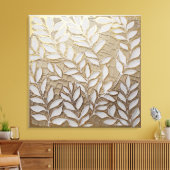 Elegant Gold Botanical Leaves – Realist Leinwanddruck (Insitu (Wohnzimmer))