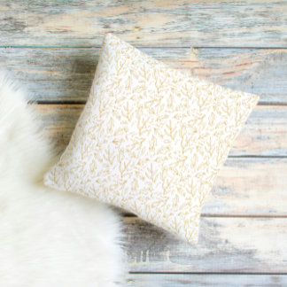 Elegant Gold Botanical Line Art Throw Pillow Kissen