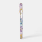 Elegant Gold Botanical Marble Mongram iPhone 16 Hülle (Linke Seite)