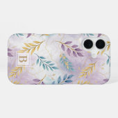 Elegant Gold Botanical Marble Mongram iPhone 16 Hülle (Rückseite (Horizontal))