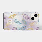 Elegant Gold Botanical Marble Mongram iPhone Hülle (Rückseite (Horizontal))