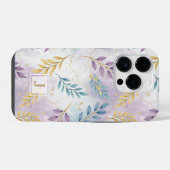 Elegant Gold Botanical Marble Mongram iPhone Hülle (Rückseite (Horizontal))